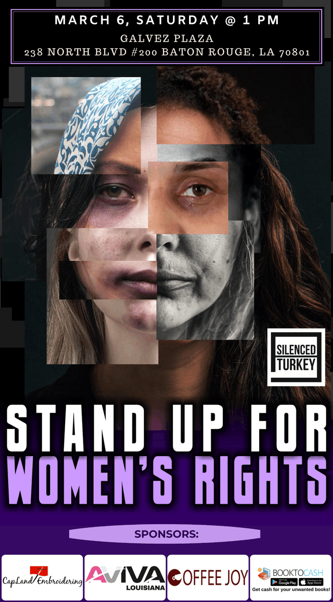 AtlasLouisiana's tweet photo. In collaboration with Advocates of Silenced Turkey, we are organizing a demonstration to stand up for the rights of the women who are victims of discrimination, violence, and persecution in Turkey on #March6. 
#Fight4WomenTurkey @UNHumanRights https://t.co/tFTFL995ec