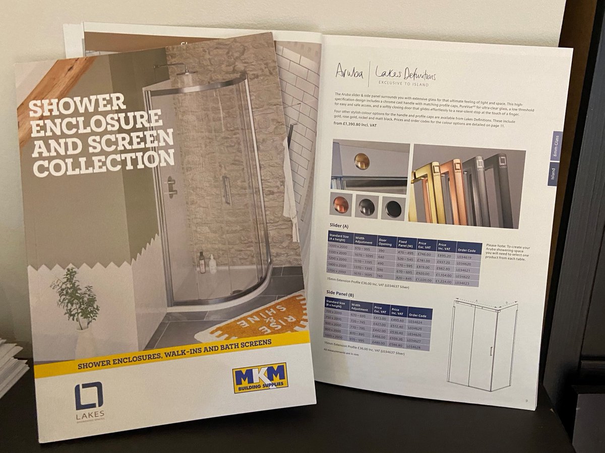 LakesForLife's tweet photo. .@mkmbs 2021 Lakes brochure has arrived and it looks great! Featuring our new Antigua & Aruba #showeringspaces with #LakesDefinitions from our premium Island Collection, contemporary Walk-Ins, Lakes innovative Bay Series & much more! #LakesPartners #workingtogether https://t.co/wypvsG3ZjK