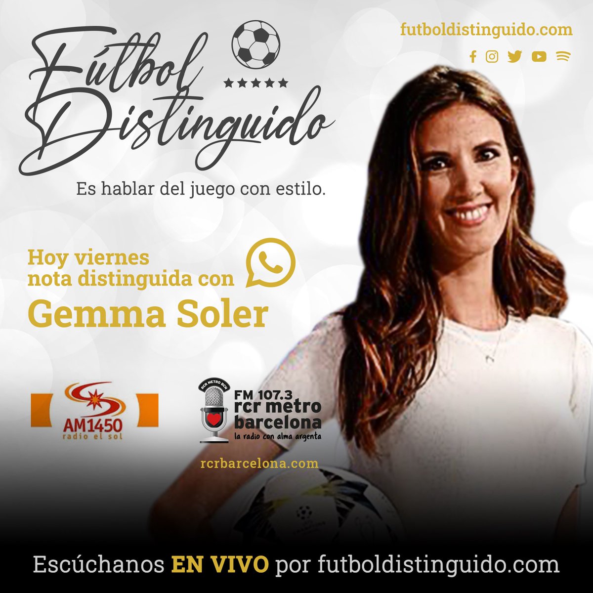 Hoy en <a href="/futdistinguido/">Fútbol Distinguido</a> #notasdistinguidas con <a href="/gemma_soler/">Gemma Soler</a> y #JoséLuisPalomino
#ENVIVO futboldistinguido.com
12 a 14 MEX
15 a 17 ARG-CHI-URU
13 a 15 COL-PER-VEN-ECU
19 a 21 FM 107.3 RCR Metro Barcelona @RCRBarcelona_
<a href="/Jorge_BarriL/">Jorge Barril🎙</a> @Wolffjuancruz78 <a href="/RosarioPompizzi/">Rosario Pompizzi</a> <a href="/tachialvarez/">Agustín Alvarez</a>