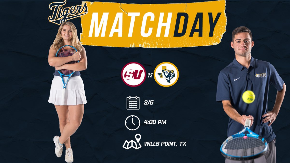 #ETBUMatchDay | 🎾
<a href="/ETBU_Tennis/">ETBU Tennis</a> ▶️ <a href="/SUMountaineers/">Schreiner Athletics</a> 
🐯🆚🗻
⌚️4:00 PM
📍Wills Point, TX
🏟️Wills Point HS Tennis Court
🚗goo.gl/maps/jhGWooqGn…

#TexasTigers | #TigersUnite