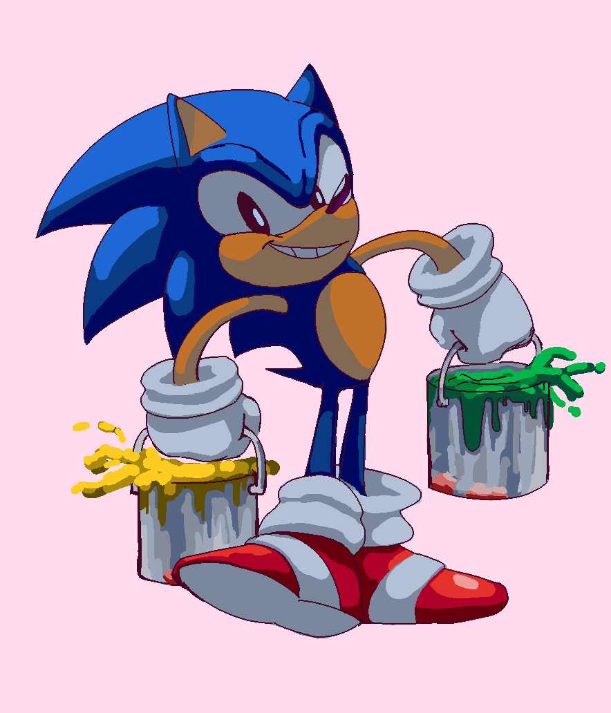 GoggleCannon's tweet photo. A man with paint cans 🦔🎨🖌️ #Sonic #SonictheHedgehog https://t.co/kf7v6wOMPL
