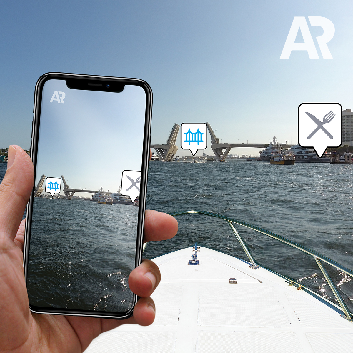 KnowWake's tweet photo. Did you know #KnowWake has augmented reality (AR) capabilities? Open the app and click "AR" in the center of the footer menu to explore your real-world environments with KnowWake 👀

Try it out ▶️ https://t.co/JIlr7VuF2z

#boating #boatlife #augmentedreality #AR 
#boatingapp #app https://t.co/jigqhnahN9