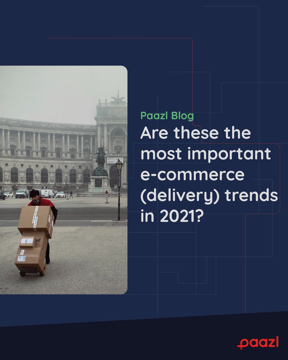 Paazl's tweet photo. Want to improved your e-commerce delivery strategy but not sure where to start? Check out our latest blog with the 5 most important things to consider in 2021. 

#paazlpower #ecommerce #lastmiledelivery

https://t.co/WXNpy3r5MP https://t.co/SqmGdEChjK
