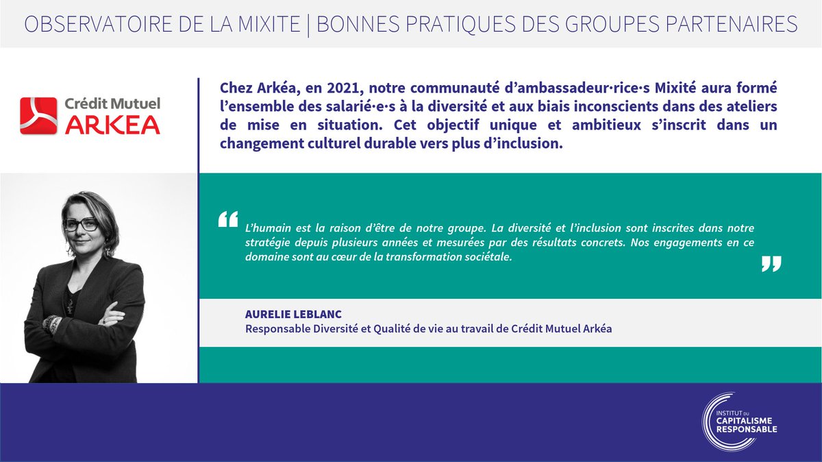 Chez <a href="/cmarkea/">Crédit Mutuel Arkéa</a>, en 2021, la communauté d’ambassadeur·rice·s #Mixité aura formé l’ensemble des salarié·e·s à la #diversité et aux biais inconscients dans des ateliers de mise en situation. <a href="/Leblancaureli35/">Leblanc Aurélie</a> #8Mars2021 #JourneeInternationaleDesDroitsDesFemmes #ObservatoiredelaMixité