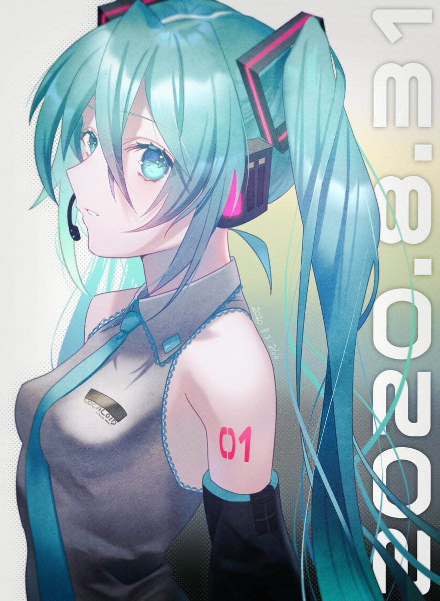 hatsune miku 1girl solo twintails long hair necktie shirt sleeveless  illustration images