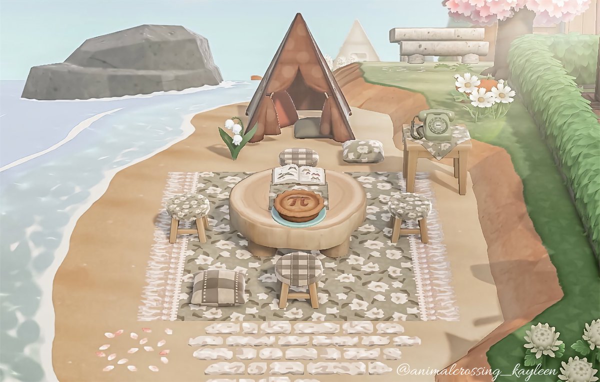 kayleens_coffee's tweet photo. A little campsite beach picnic 🏝🥧🪴

#あつまれどうぶつの森 #acnh #AnimalCrossingNewHorizons #acnhinspo #ACNHdesign #どうぶつの森 #あつ森 https://t.co/hGEBY3MYh9