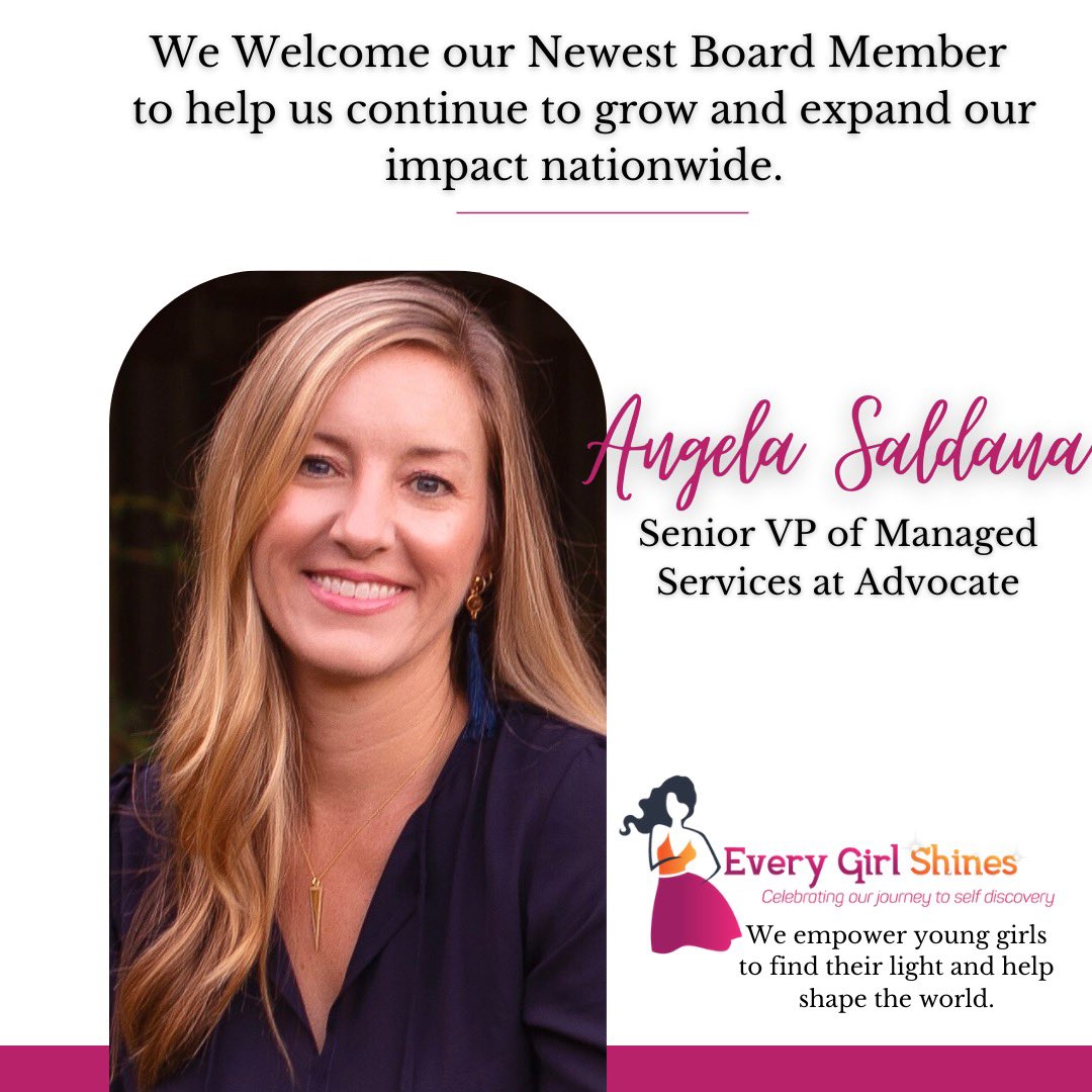 EveryGirlShine's tweet image. We are growing and excited to have Angela Saldana join our Board to help us continue making Every Girl Shine. #womenshistory #lovingleadingliving #mentoring