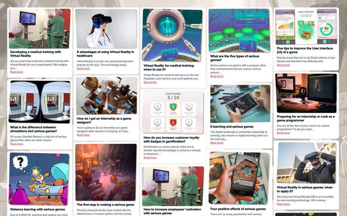 We've been busy putting our thoughts and knowledge 'on paper', trying to provide you with as much content as possible! ✍️

Whether it's about #Seriousgames, #virtualreality, #elearning or our latest projects...

...you will find everything here: grendelgames.com/whats-new/