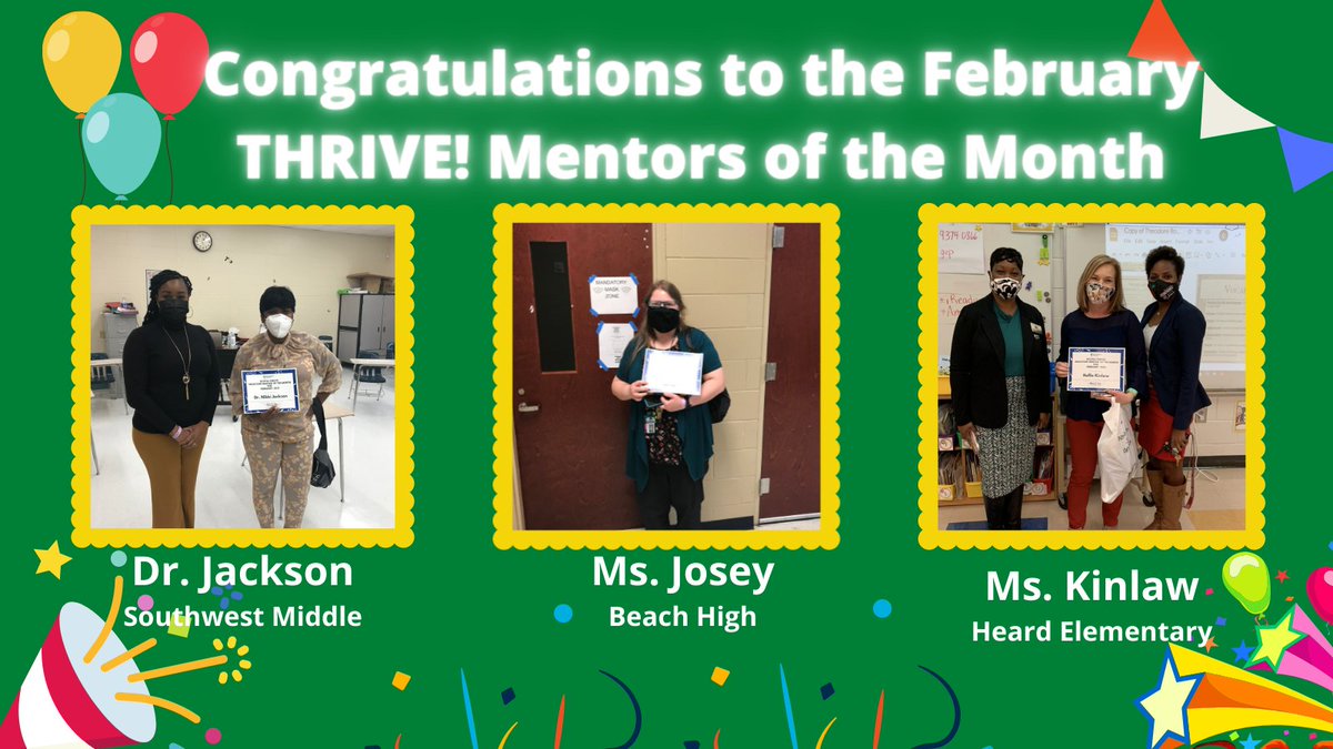 Congrats to the THRIVE! February mentors of the month.  We want to thank all mentors who are playing a crucial role in supporting our 1st-year teachers <a href="/Teachsavannah/">SCCPSS</a>! #sccpss #Teachers #firstyearteachers #teachersrock #professionallearning