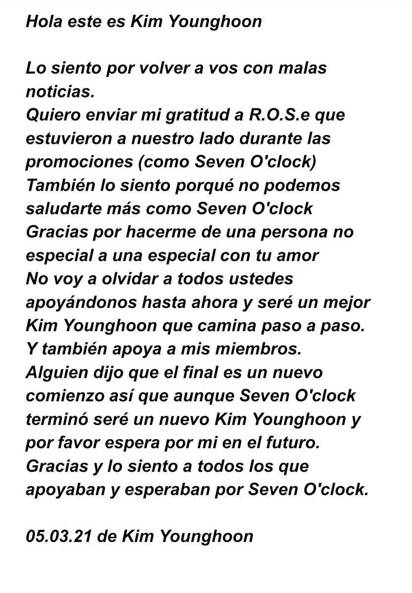 7OCArg's tweet image. |FANCAFE| [050321]
Carta de Younghoon