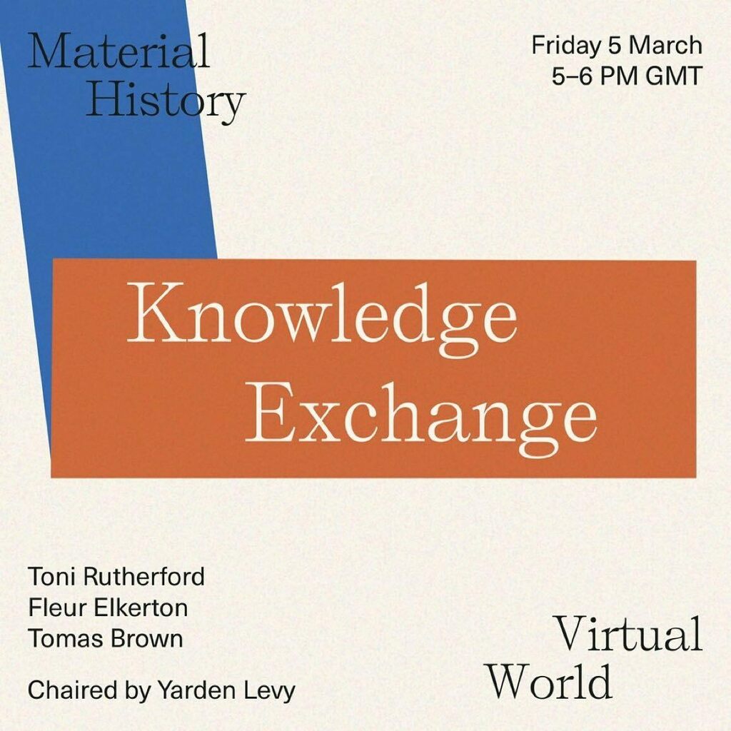 I’m on the Material History/Virtual World panel ‘Knowledge Exchange’ at 5pm tonight! We’ll be discussing knowledge, networks, professionalism and craft - hope you can join us, sign up here! ift.tt/3t4Za7h instagr.am/p/CMCcu7VB5KA/