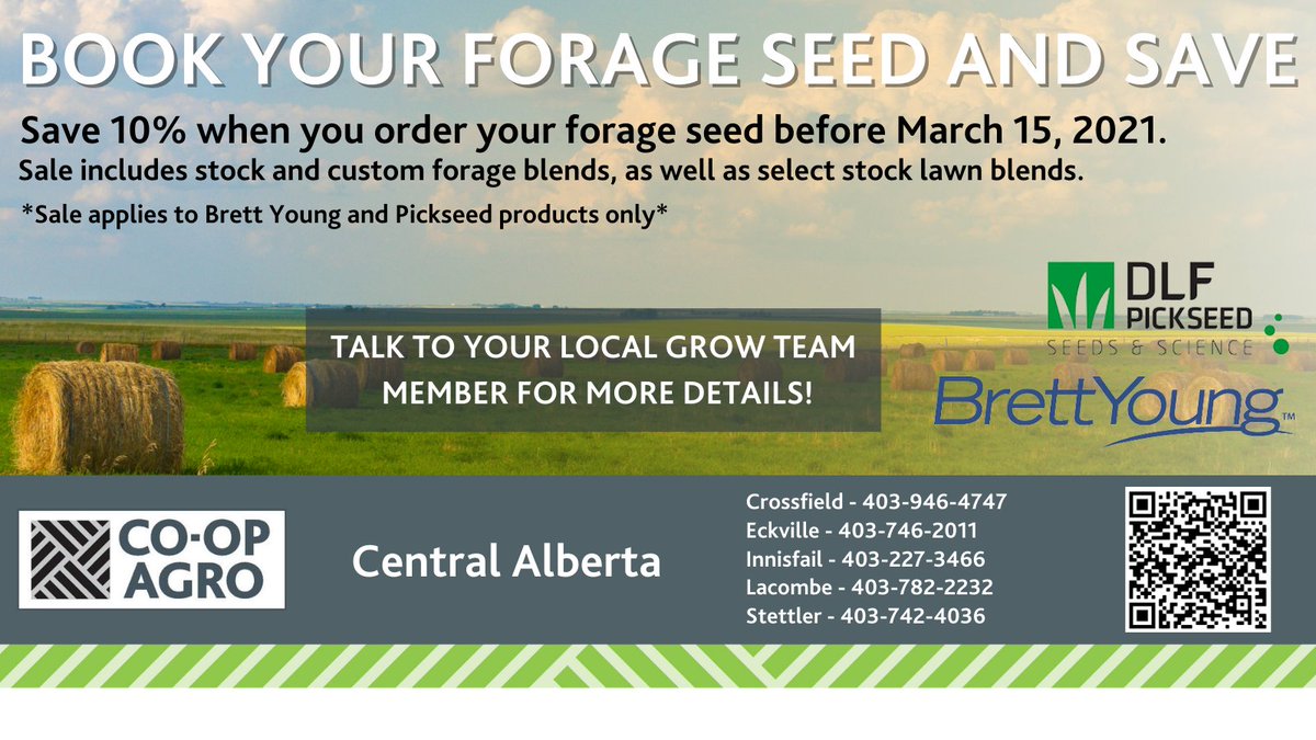 centralabcoop's tweet photo. Save 10% on forage seed from Brett Young and Pickseed when you buy before March 15. Get in touch with your local grow team member today! https://t.co/CoTtfGRUfO