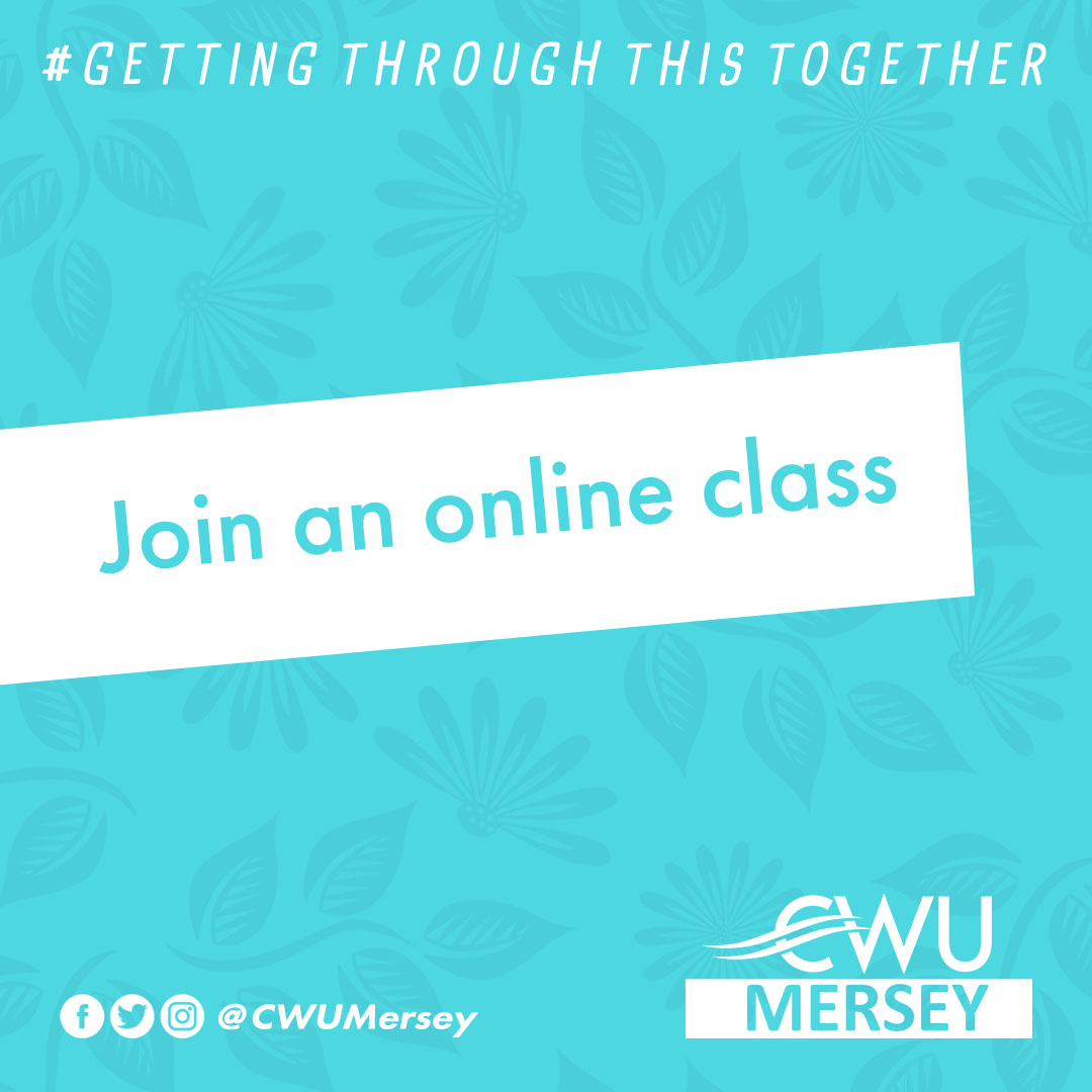 CWUMersey's tweet photo. During the UK’s third lockdown, it’s important that we keep our mental health safe, as well as our physical health.
CWU Mersey believe in #GettingThroughThisTogether, so why not join an online class? From yoga to book clubs, there are virtual spaces out there for everyone!
#CWU https://t.co/tJwnR2TVp2