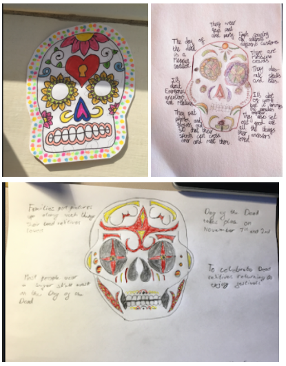 hccs1978's tweet image. 7Y2 have been exploring the Mexican festival of ‘The Day of the Dead’. Students had to create their own sugar skulls and explain the connection with this religious/cultural death ritual. Examples from Macey, Max &amp;amp; Lily #religiousritual #dayofthedead #sugarskull #hccslearning