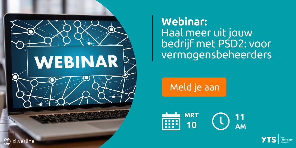 #Webinar: Open Banking &amp; #PSD2 Software

Volgende week woensdag is ons volgende PSD2 webinar, dit keer voor vermogensbeheerders. Maar ook relevant voor iedereen die meer wilt weten over PSD2 en Open Banking #software!

Geef je op - en dan zien we je snel! buff.ly/3ebDCRT