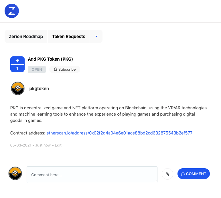 pkgtoken's tweet photo. Dear PKG community, please vote PKG to be listed on @zerion_io:
https://t.co/qGc8GIoQEz
🤲
https://t.co/q0foRqVwj8 🦉
#pkg #pkgtoken #pkgx #pkgb #bsc #binancesmartchain #nft #nfts #pkgcard #btc #bitcoin #eth #ethereum #eth #crypto #cryptocurrency #airdrop #zerion #defi #farm https://t.co/IgGdu7pidf