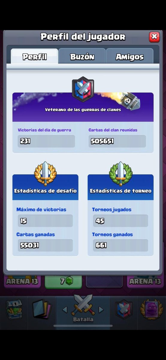 💥 PERFIL DE LA CUENTA 💥

📌 1500 GEMAS / CAMBIO NICKNAME

#ClashRoyale