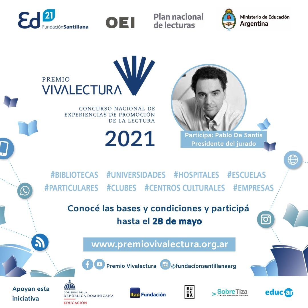 oeiarg's tweet image. 📣 Convocatoria abierta al Premio #VIVALECTURA

🗓️Hasta el 28 de mayo

📚Categorías: Escuelas, Sociedad, Lectura en entornos digitales y Lectura entre docentes

🏆El Premio busca rendir homenaje a buenas prácticas lectoras

💻Más info: premiovivalectura.org.ar