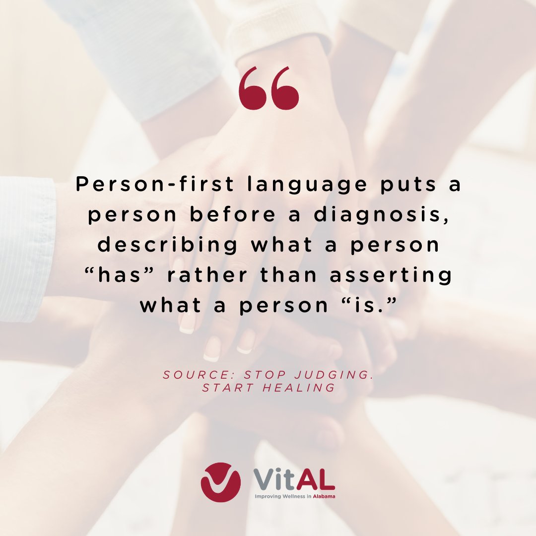 The way that we talk about mental illness &amp; substance use disorders matters. Person-first language describes what a person "has" rather than asserting what a person "is." Help us #BreakTheStigma &amp; pay attention to your words. 

Learn more about stigma: ow.ly/r0hW50DPEXe