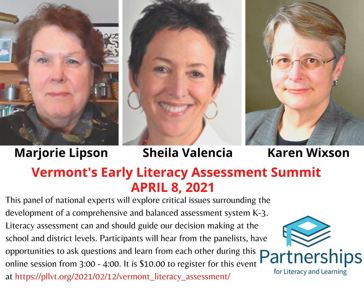 vermontliteracy's tweet photo. Primary Teachers &amp; Administrators - this promises to be an informative 60 minutes on April 8th!  These 3 are well-respected experts in their field! 

register: https://t.co/vvn3eNJIgV

@ILAToday @LitPartners @VTKinderConf @vtprincipals @vtvsa @VTcReading 

#vermontliteracy #vted https://t.co/oX8cUCVc6b