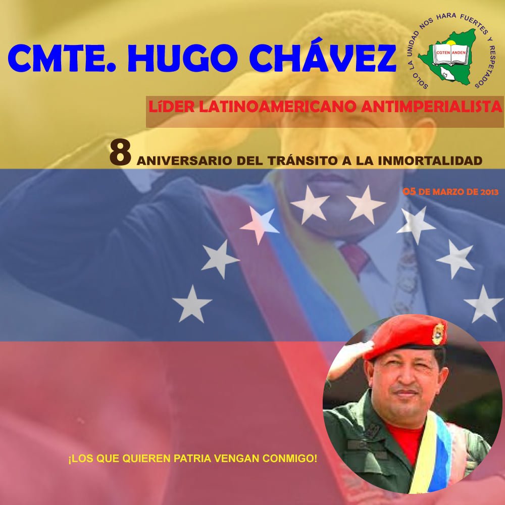 Comandante Hugo Chávez (Q.E.P.D) líder Latinoamericano que ayudo a muchos países a reducir la pobreza extrema, su legado trasciende la fronteras de Venezuela.

¡Chávez Corazón del Pueblo!
<a href="/chavezcandanga/">Hugo Chávez Frías</a> 
#ChavezVive 
#HugoChavez 
#ChavezAhoraYSiempre