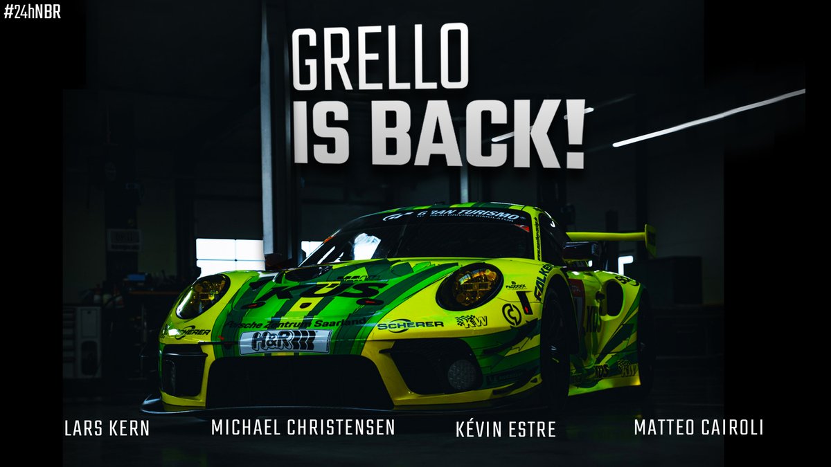 ADAC RAVENOL 24h Nürburgring (@24hnbr) on Twitter photo #grello is back!! #️⃣9️⃣1️⃣1️⃣🟩🟨 #24hNBR
.
<a href="/manthey_racing/">Manthey</a> #LarsKern <a href="/ChristensenMK/">Michael Christensen</a> <a href="/kevinestre/">kevin estre</a> <a href="/matteo_cairoli/">Matteo Cairoli</a> #grello is back!! #️⃣9️⃣1️⃣1️⃣🟩🟨 #24hNBR
.
<a href="/manthey_racing/">Manthey</a> #LarsKern <a href="/ChristensenMK/">Michael Christensen</a> <a href="/kevinestre/">kevin estre</a> <a href="/matteo_cairoli/">Matteo Cairoli</a>
