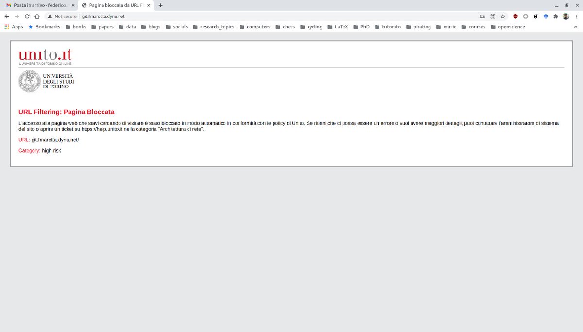 My university has classified my personal git server as "high-risk." Not only that, but they've also blocked all accesses to my web page! Come to think of it, they kind of have a point... I'm so proud of this achievement 🤩