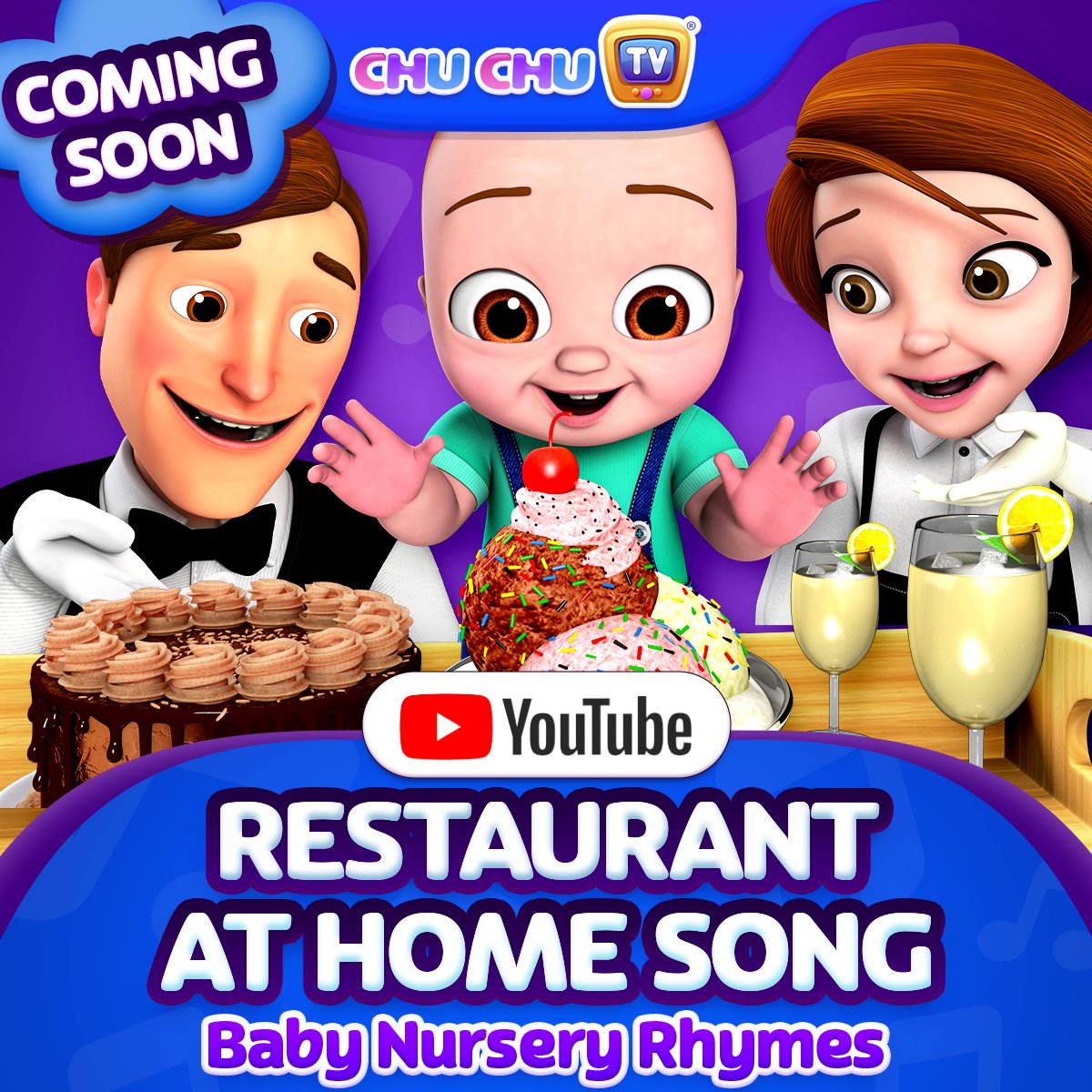 TheChuChuTV's tweet photo. Tune in with your little one to watch the video 'Restaurant At Home Song' releasing tomorrow on our YouTube channel. We are sure your child will have loads of fun!
#ChuChuTV #NurseryRhymes #BabyTaku #Parenting #KidsActivities #LearningForKids #PlayTime #Learning #FuntimeWithKids https://t.co/C233ZPINi0