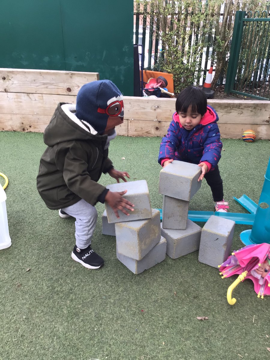 We have had a wonderful day today exploring the blocks outside, we have spent time building friendships and working together to build super tall towers!  The towers were so tall they often fell down so we were super persistent and worked hard to make them taller each time! #eyfs