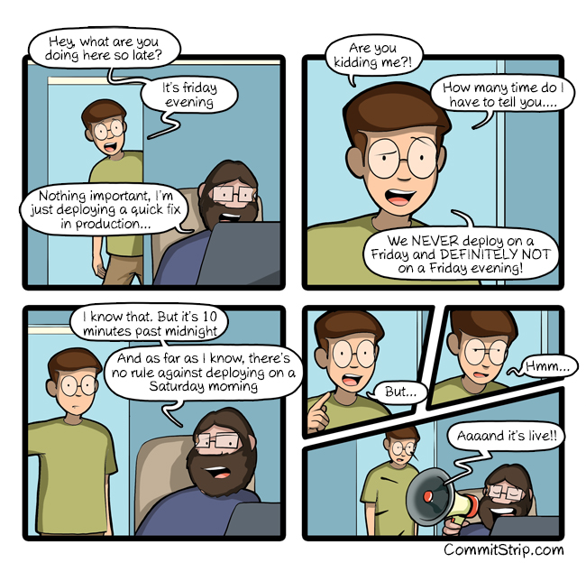Payara_Fish's tweet image. Thoughts 😂? @platformsh #DeployFriday @otaviojava @chadwcarlson
@CommitStrip #Programmerhumour