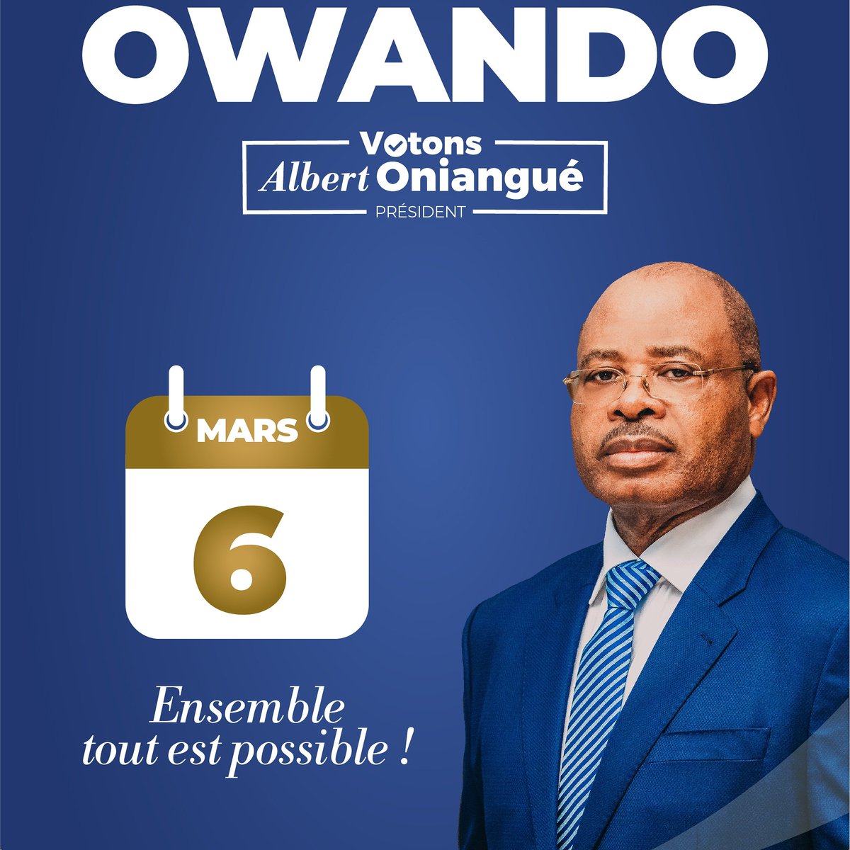 Tenez-vous prêts pour mon premier meeting de campagne ! 
📍 : Owando
📆 : 6 mars 2021 
Venez nombreux !