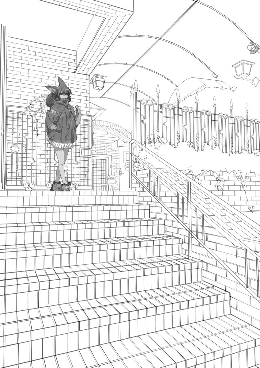 奥を描き足し中。 