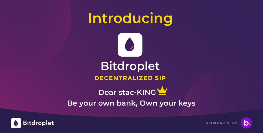 After the huge success of our BTC SIP, we now bring you the new decentralised version of SIP @Bitdroplet which gives you complete control over your funds and you would no longer require to trust any intermediary for that.
Can it be any better?

Read more: buff.ly/3ecQqaE