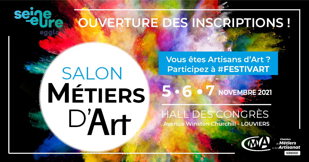 CMA_Normandie's tweet photo. [Artisans d’Art] #FestivArt, Les inscriptions sont ouvertes 💥
La CMA Normandie organise en partenariat avec Agglo Seine-Eure du 5 au 7 nov. au HUB Expo - Louviers son salon dédié aux Métiers d'Art

Vous êtes artisan d'#art et souhaitez y participer 👉 https://t.co/mIKDiFLP8I https://t.co/5o0UAAUb1S