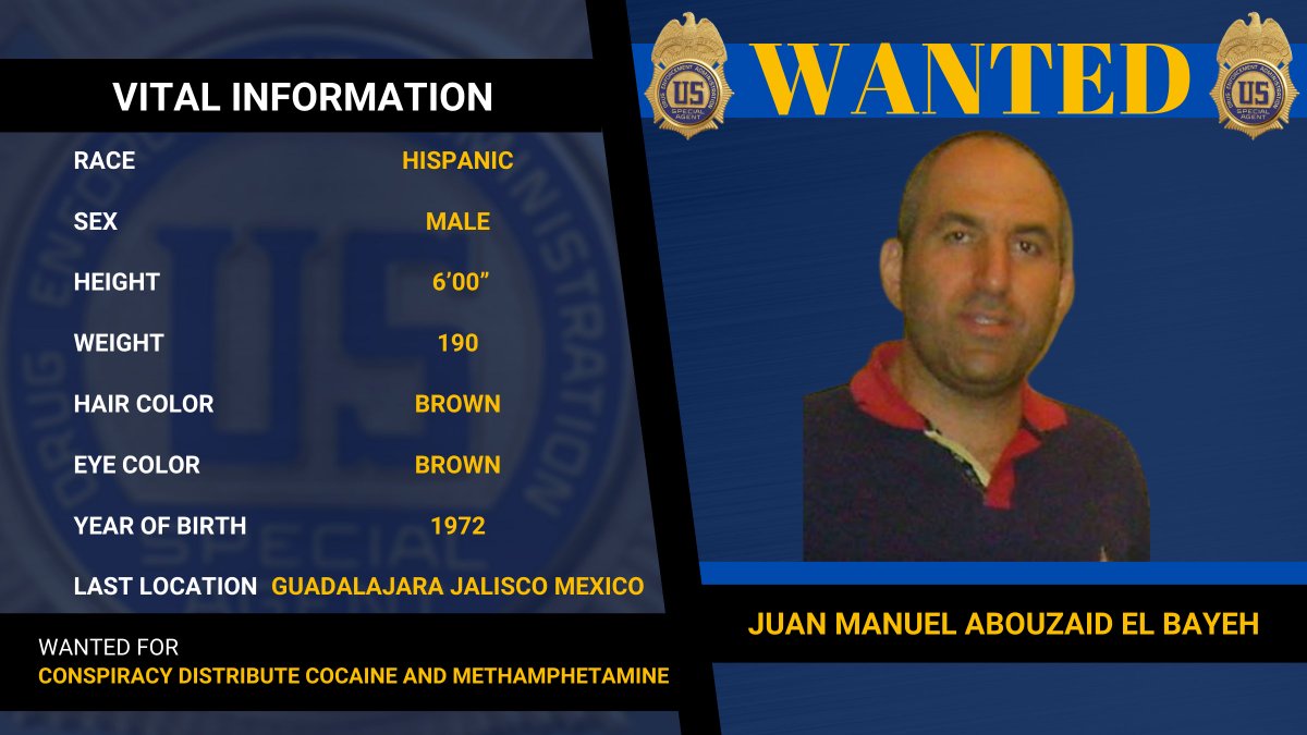 Dea Hq En Twitter Fugitivefriday Dealosangeles Is Looking For Juan Manuel Abouzaid El Bayeh Cjng Associate Wanted For Conspiracy To Distribute Cocaine And Meth Tips Can Be Submitted To Dea Phone 1 213 237 9990