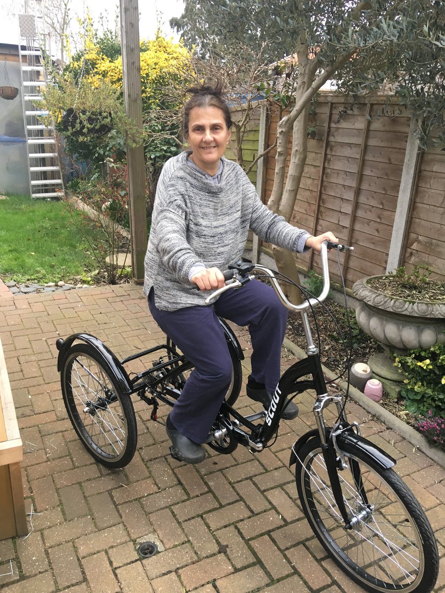 My 60th birthday present, as I can’t ride a bike. Hopefully will be able to secure my monster at work @NorthMidNHS #bikeride #tricycle