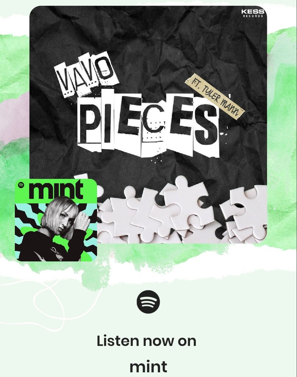 VAVOmusic's tweet photo. PEOPLE! #Pieces was just added to Spotify mint!!! HUGE thank you to @Spotify 🙏🏼🙏🏼

@TylerMann @KESSRecs #Spotify #spotifymint https://t.co/qQ9szwIDjT