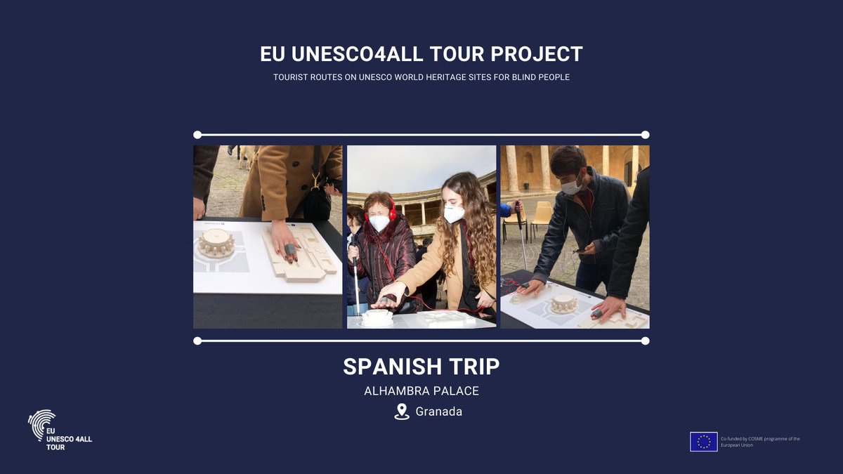 On March 2d UNESCO4All Tour went to the Alhambra Palace in Spain.🇪🇸 The trip was a success! The VI people were able to touch the replicas of the site and learn the history from it, listening while touching with the innovative technology by <a href="/Tooteko/">tooteko</a>.
 
<a href="/EU_EASME/">EASME - Executive Agency for SMEs</a> #u4atrips