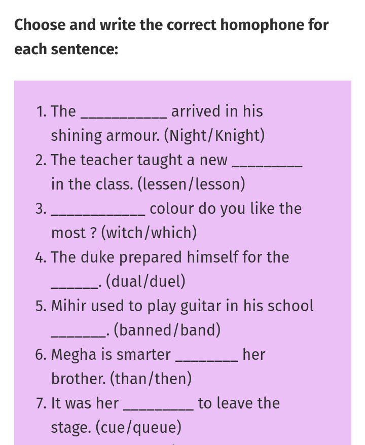 PriyaPrakash11's tweet photo. Get the full Homophones Worksheet 👉 https://t.co/ly17GceMOl

#homophones #grammar #english #englishworksheets #grammarworksheets #homophonesworksheet #cbse #ncert #icse #practiceworksheets #freeprintableworksheets #grammarskills #practicegrammar https://t.co/LYzbh20Zr9