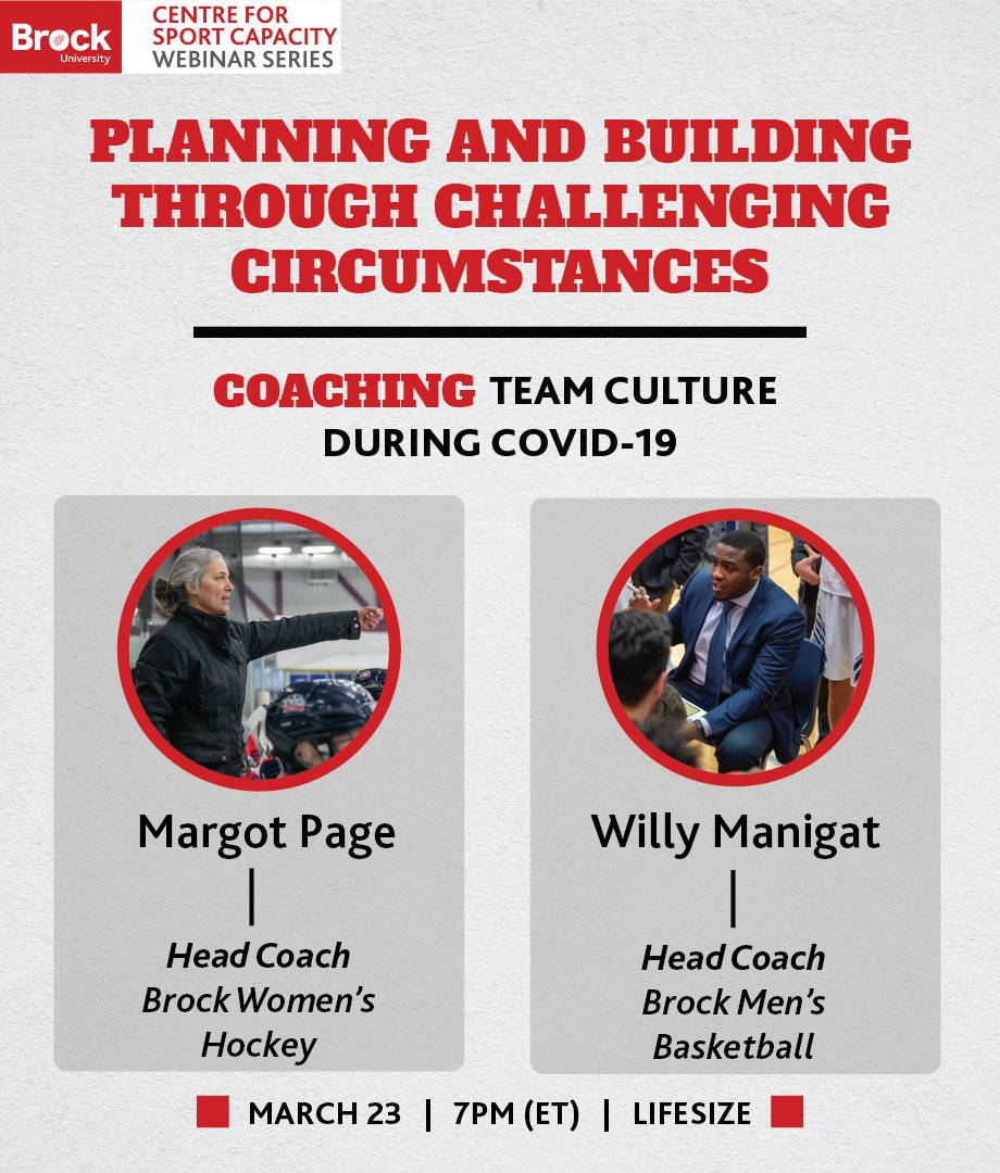 You DON'T want to miss out on our upcoming webinar, "Planning and Building Through Challenging Circumstances," with Head Coach of <a href="/Brock_W_Hockey/">Brock Women's Hockey</a>, <a href="/MPage18/">MPage18</a>, and Head Coach of <a href="/BrockMensBall/">Brock Men’s Basketball</a>, <a href="/coachwill_13/">Will Manigat</a>!

Register here! ow.ly/Pw0L50DIOo4