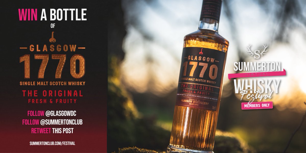 🥃Competition Time🥃

WIN a bottle of The Original from <a href="/1770Whisky/">Glasgow 1770 Single Malt Scotch Whisky</a>, who will be joining us at the Summerton Virtual Whisky Festival 

1. Follow us and <a href="/GlasgowDC/">The Glasgow Distillery Co.</a> 
2. Retweet

Must be 18+ to enter. UK based to win. Winners will be picked 10th March

#competition #win #inittowinit