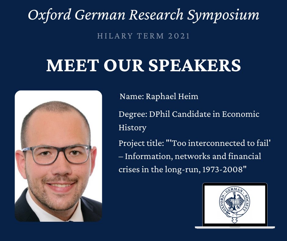 We are delighted to introduce you to one of our speakers for our Research Symposium: Raphael Heim! He will be presenting his project "'Too interconnected to fail' – Information, networks and financial crises in the long-run, 1973-2008". More info on our Facebook page.
