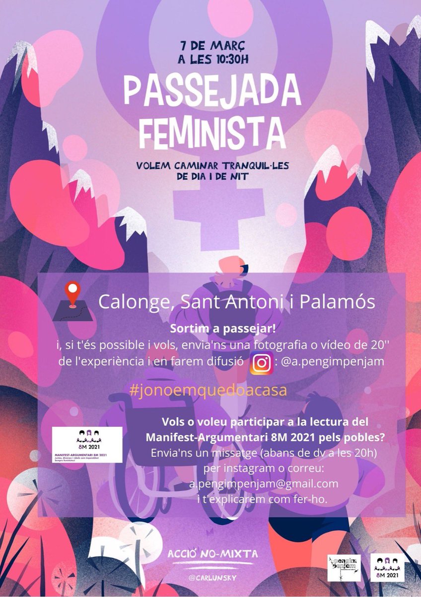 Ens unim a la #passejadafeminista organitzada per Pengim Penjam #jonoemquedoacasa #Palamos #Calonge #8M2021