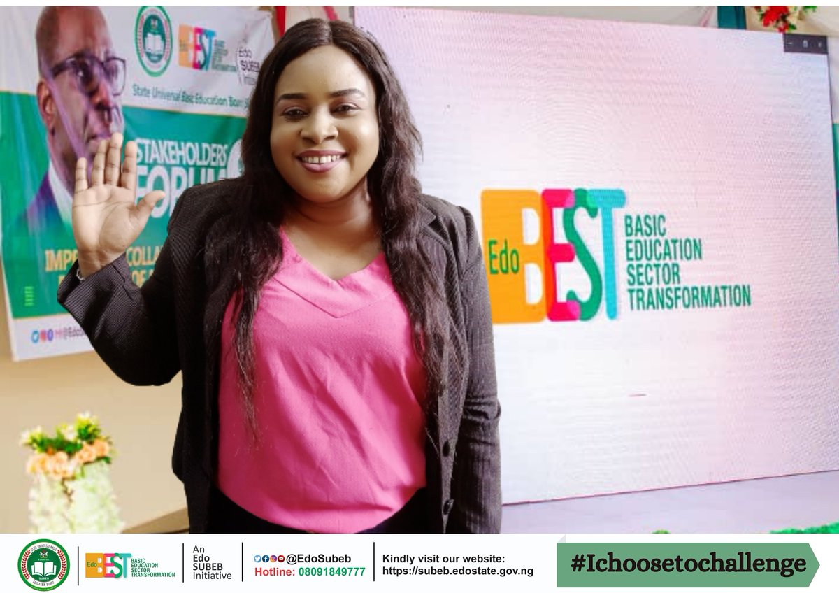 I choose to support every Child's learning in the classroom, to eradicate learning poverty, to support every teacher and to ensure that every teacher is teaching the pupils using the EdoBEST pedagogy.

#EdoBEST
#Ichoosetochallenge
#eradicatinglearningpoverty