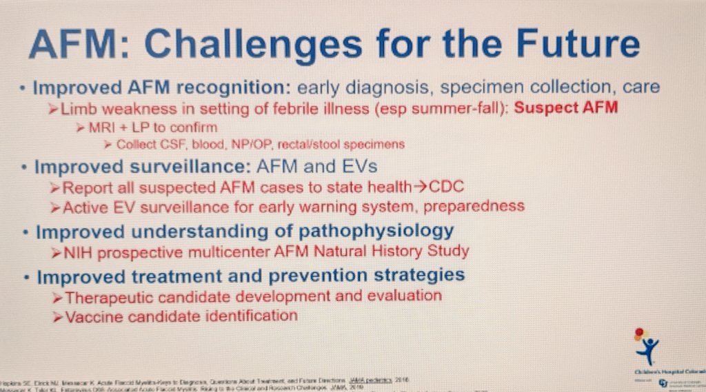 Extremely illuminating talk at #sjpidsconf2021 about #EVD68 acute flaccid myelitis and the challenges for the future.

We will need to be vigilant this summer for the possibility of a new outbreak.