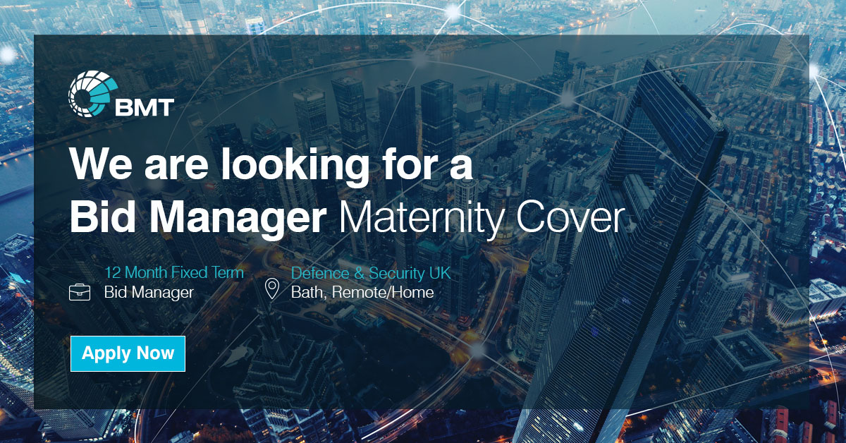 Come and join us! We are looking for an outstanding Bid Manager (Maternity Cover, 12 months fixed term). This exciting role will play a key part in helping us win new business opportunities. Apply here: bmt.org/Careers/Vacanc…
#jobsearch #hiring #careers