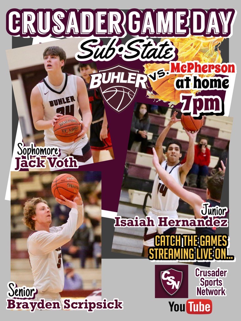 BuhlerBoysHoops's tweet photo. Sub-State finals tonight.  Buhler hosts the Bullpups from McPherson.  Roll CRU!! https://t.co/3CROdIJj8U