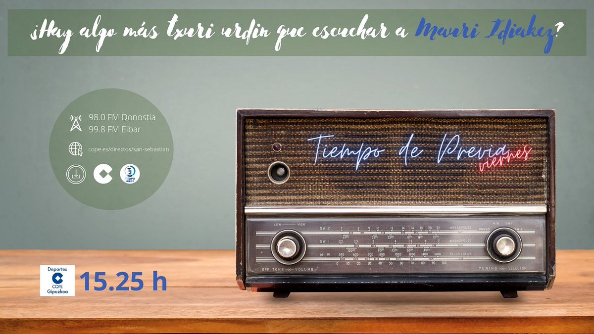 DCGipuzkoa's tweet photo. 🎧 #PodcastDCG
📎 #TiempodePrevia
🗓 05/03/2021
🗣️ Imanol Alguacil y José Luis Mendilibar
🎙🗯 Mauri Idiakez
👨🏻💻🗯 @OscarImedio
🚵♀️🗯 @koblat3
🏒🗯 Rosa Zubeldia
🔗 https://t.co/cKhHW1AsNS
📌 #LaLiga #RealSociedadLevante #CadizEibar #TxuriUrdin #Armeros #Ciclismo #Txuri https://t.co/0Hd6dxZ8pQ