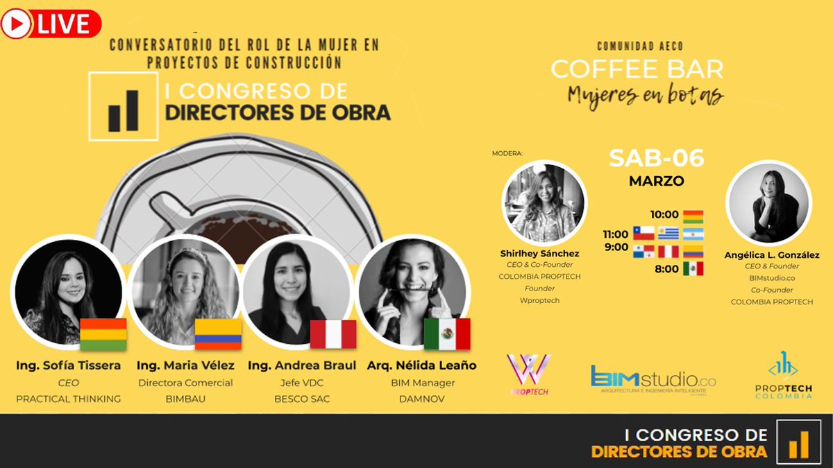 Angélica | BIMqueen 🌴 (@insistiendo) on Twitter photo 6 de Marzo en el COFFEE BAR tendremos un panel sobre gestión de proyectos, construcción e innovación. Sofía Tissera, Maria Vélez, Andrea Braul, y Nélida Leaño. Moderado por Shirlhey Sánchez CEO & Co-Founder <a href="/ColProptech/">Colombia PropTech</a> ¡Los esperamos con un café! #BIM
directoresdeobra.com 6 de Marzo en el COFFEE BAR tendremos un panel sobre gestión de proyectos, construcción e innovación. Sofía Tissera, Maria Vélez, Andrea Braul, y Nélida Leaño. Moderado por Shirlhey Sánchez CEO & Co-Founder <a href="/ColProptech/">Colombia PropTech</a> ¡Los esperamos con un café! #BIM
directoresdeobra.com