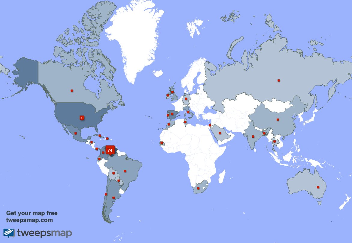 Special thank you to my 1 new followers from Venezuela last week. tweepsmap.com/!JoseLuisSecoM…